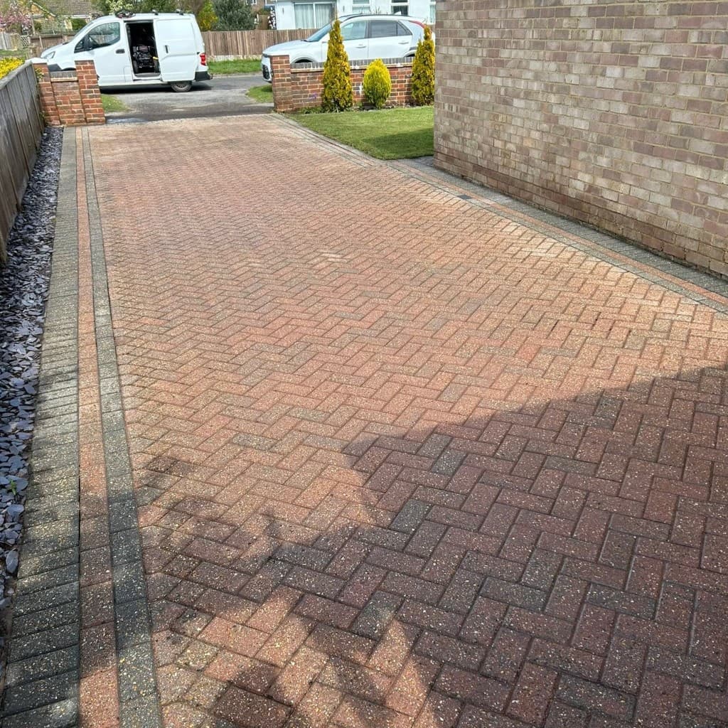 Cleaned block-paved driveway