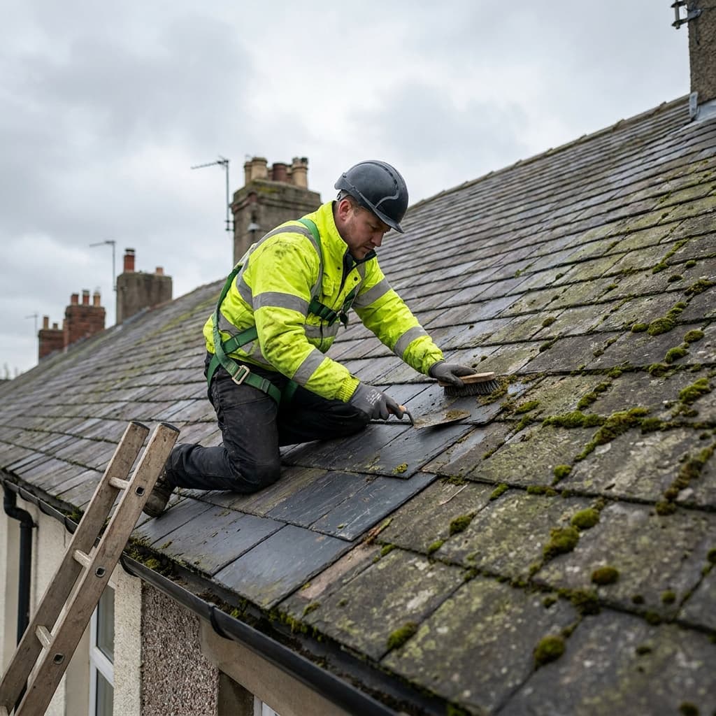 Roof cleaning and moss removal